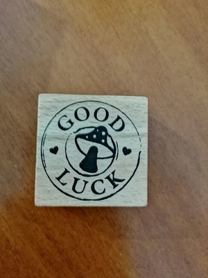 Wooden stamp "good luck" like new for crafts