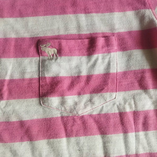 Abercrombie & Fitch T-shirt like new, striped white and pink