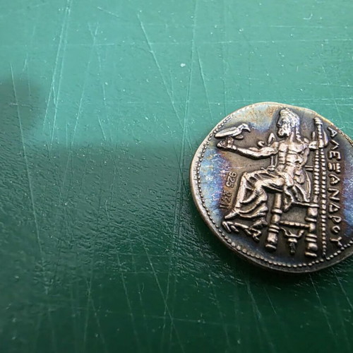 Silver Replica Macedonian Tetradrachm Coin new, 925 silver