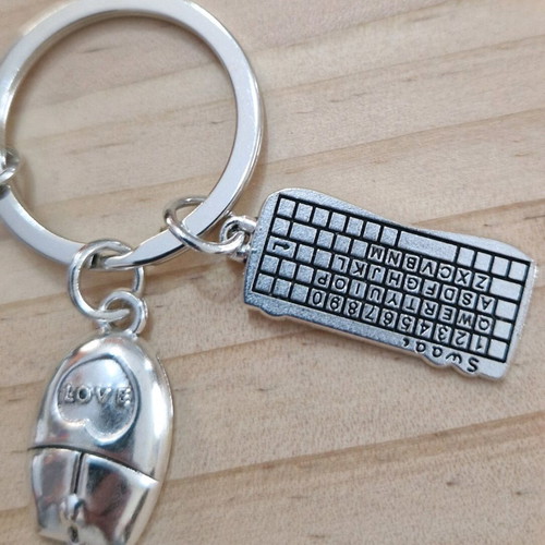 Computer keychain new, silver