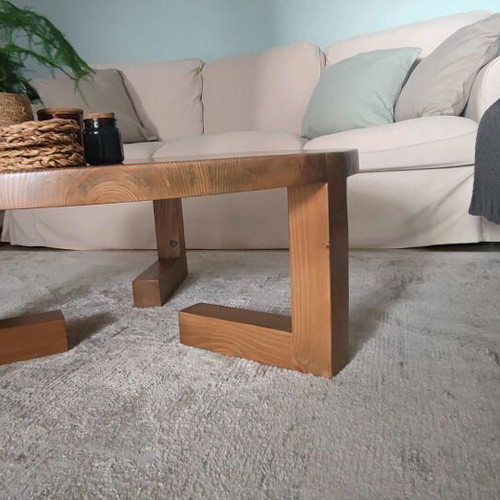 Round handmade coffee table solid wood, new
