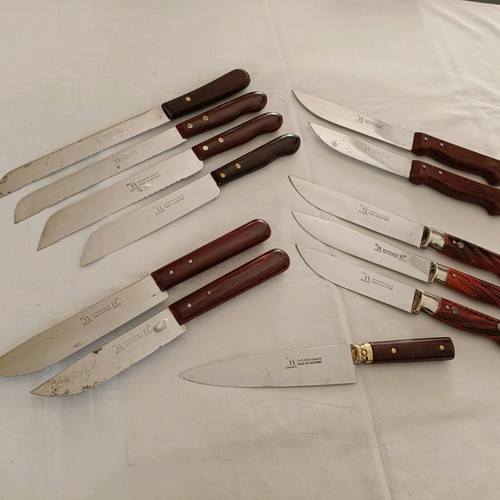 Collection of 12 old vintage Okapi knives from Germany like new