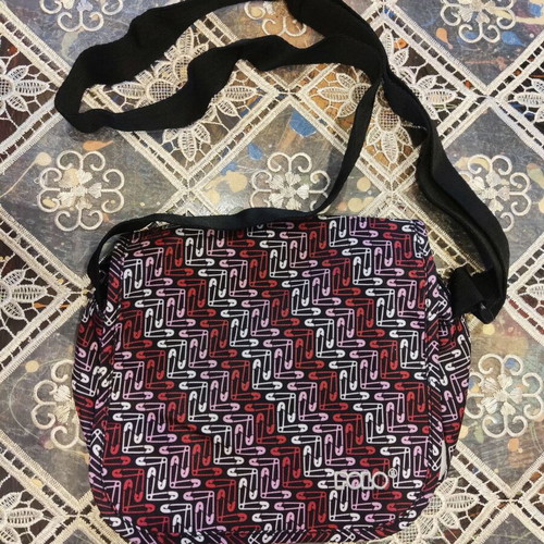Polo vintage fabric crossbody bag with safety pin pattern