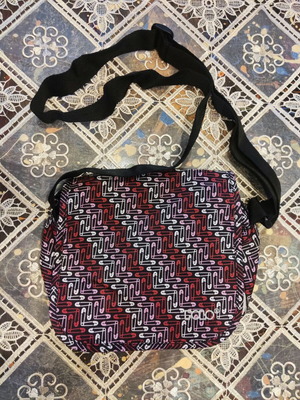 Polo vintage fabric crossbody bag with safety pin pattern