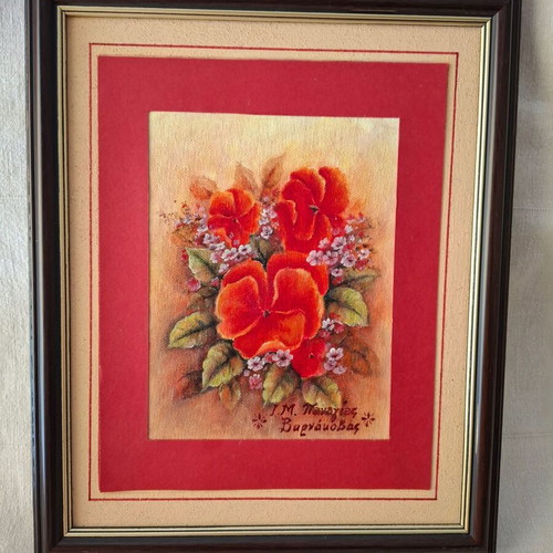 Canvas painting like new with bouquet of flowers