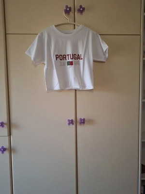 Crop T-shirt Pink Woman white, like new, size L