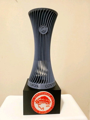 Conference League Olympiacos 2024 Collectible Cup with Base and Emblem