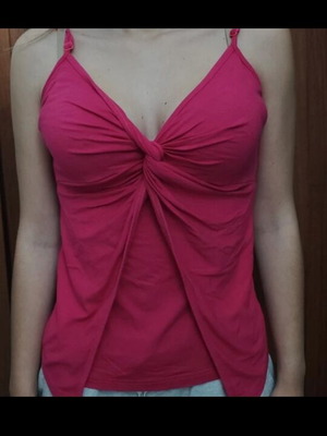 Apparel Small Pink Top with Adjustable Straps and Shirring Effect Like New