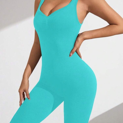 Women's Turquoise Mint Sportswear Sleeveless Long Jumpsuit Size Medium New