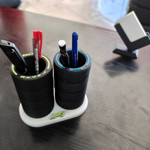 Formula 1 Pencil Holder new with dual compartments and tire design