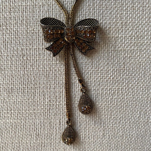 Vintage jewelry set used, necklace and earrings gold-colored