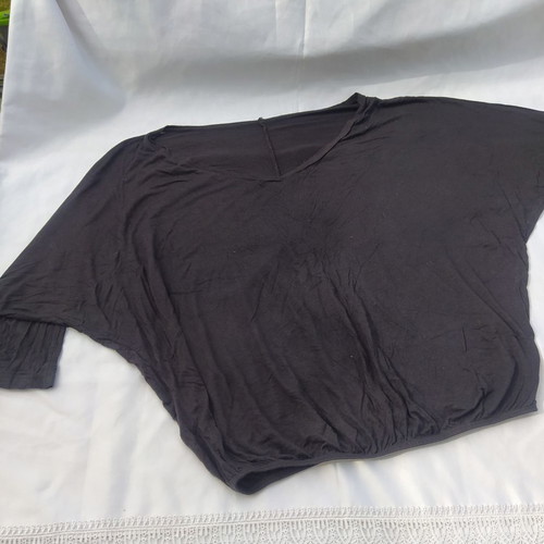Simple black blouse used, size M, with short sleeves