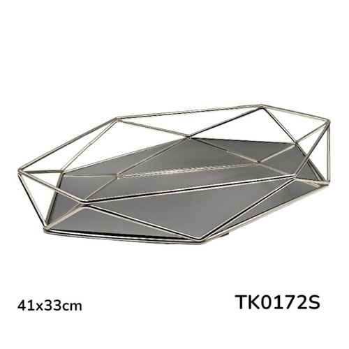 Polygonal mirror tray new, 41x33 cm