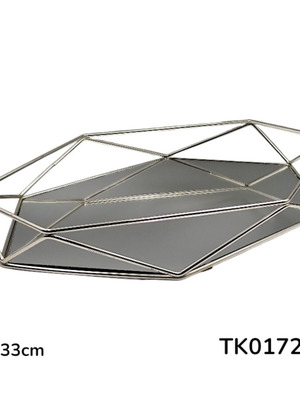 Polygonal mirror tray new, 41x33 cm