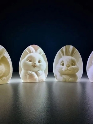 Illuminated Easter Egg with Bunny 3D Printed LED new