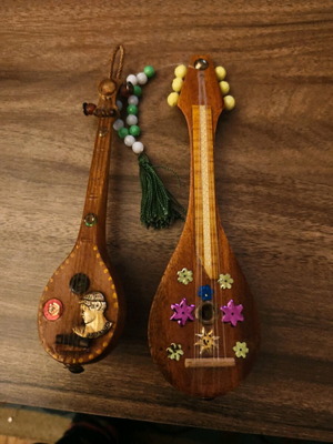 Miniature decorative bouzoukia set of 2 refurbished