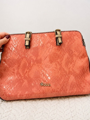 Doca large two-sided shoulder bag coral, like new