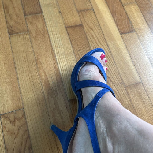 Two pairs of used sandals size 39, black and blue