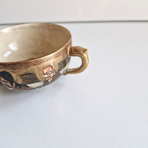 Satsuma collectible cup used with Japanese figures