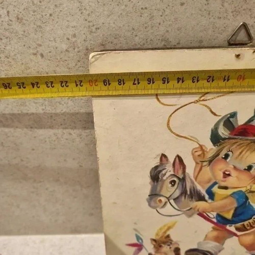 Vintage 1960s Children's Wall Plate with Cowboy Illustration Signed Vernet