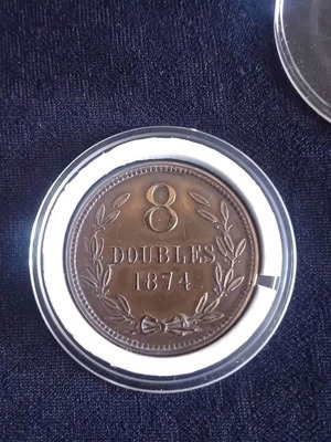 Νόμισμα 8 Doubles 1874 από το Guernsey, χαλκός