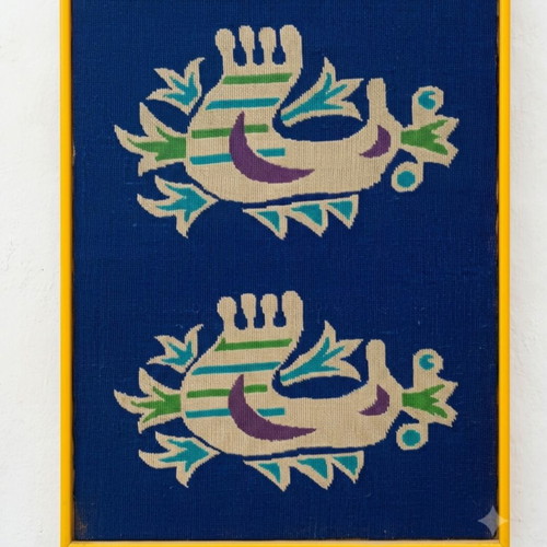 Embroidered textile painting used, 1 meter by 50 centimeters