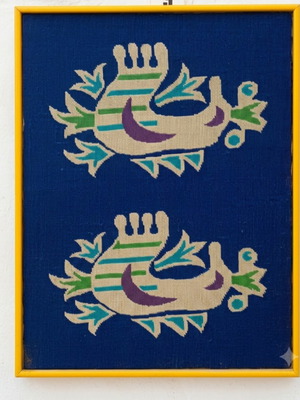 Embroidered textile painting used, 1 meter by 50 centimeters