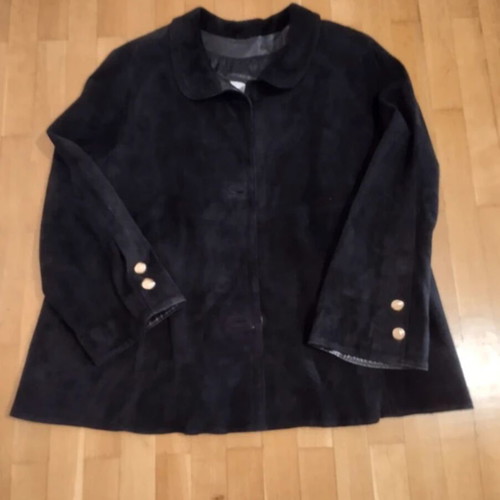 Castor leather coat Lapel medium like new, black