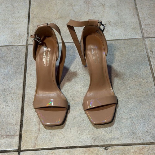 Aldo cream iridescent heeled sandals with strap size 38 new