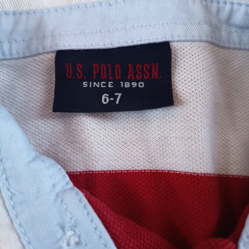 U.S. Polo Assn. Kids Polo Shirt like new, size 6-7, red and white