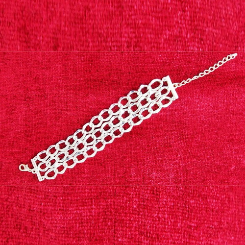 Steel bracelet with three chain rows like new, adjustable