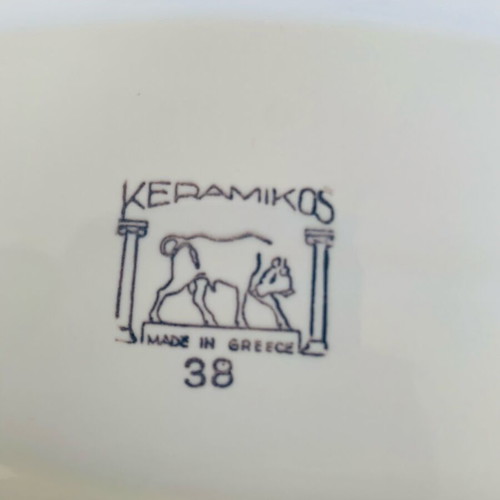 Vintage οβάλ πιατέλα σερβιρίσματος Κεραμεικός με φθινοπωρινά φύλλα μεταχειρισμένη