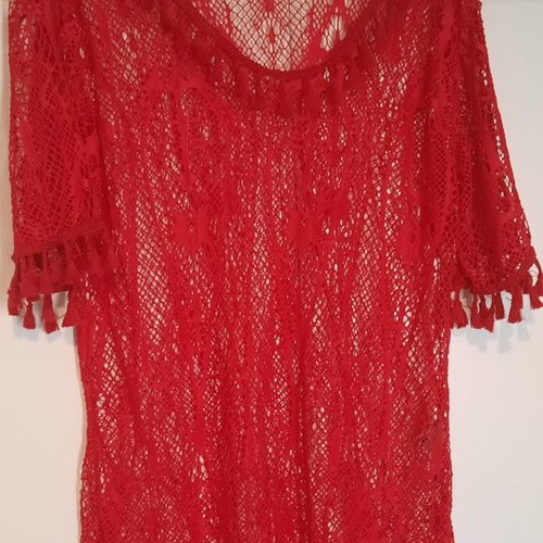 Red knitted beach kaftan Sogno d'Oro Moda Mare like new