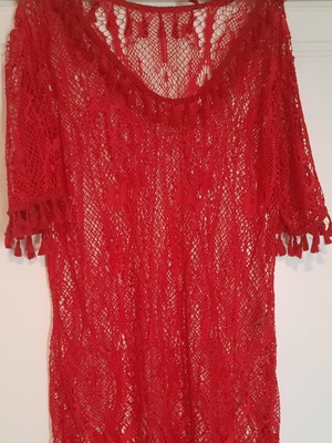 Red knitted beach kaftan Sogno d'Oro Moda Mare like new