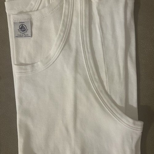Petit Bateau sleeveless shirt for boy 14 years like new, white cotton