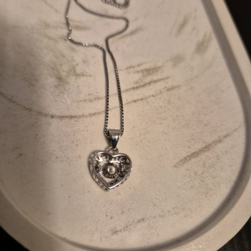 Heart-shaped pendant with white zircon 925 new