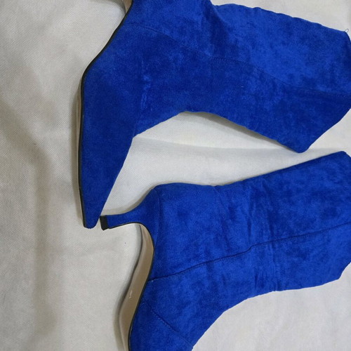 Blue Electric Suede Pointed Boots Mid-Calf Size 38