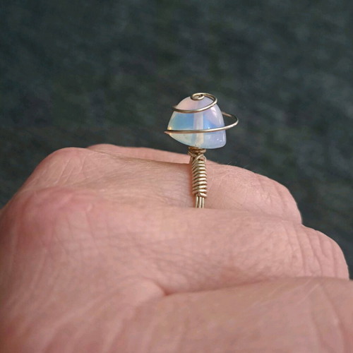 Opalite Ring with Silver Wire Handmade, Like New