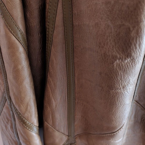 Sheepskin coat Christ Schad reversible, new, beige and brown