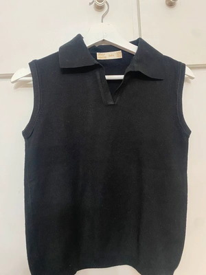 Zara sleeveless women's polo sweater like new, black, size L