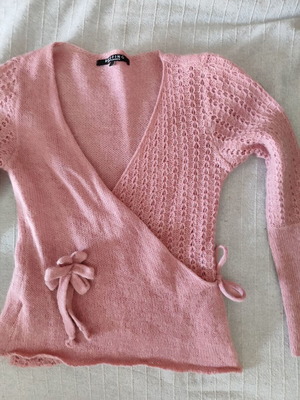 Pink knitted wrap cardigan like new, size S
