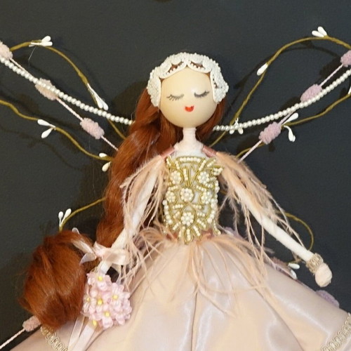 Pink fairy decorative composition new with metal frame