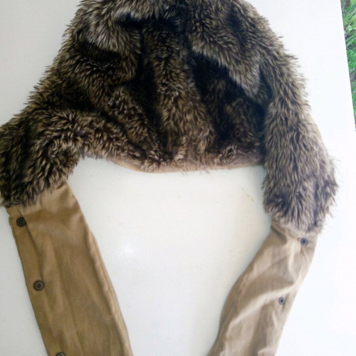 Pull & Bear parka jacket, beige, warm, removable hood, size L