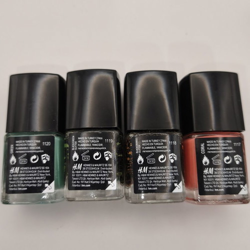 Nail polish set used, 6 pieces with Sephora, Korres & H&M colors