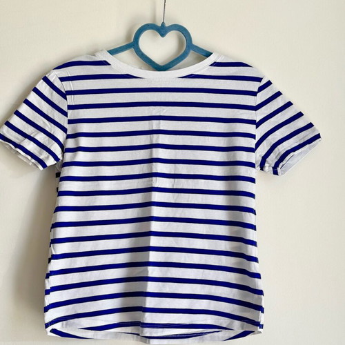 Mango T-shirt XS like new, French nautical striped white-blue