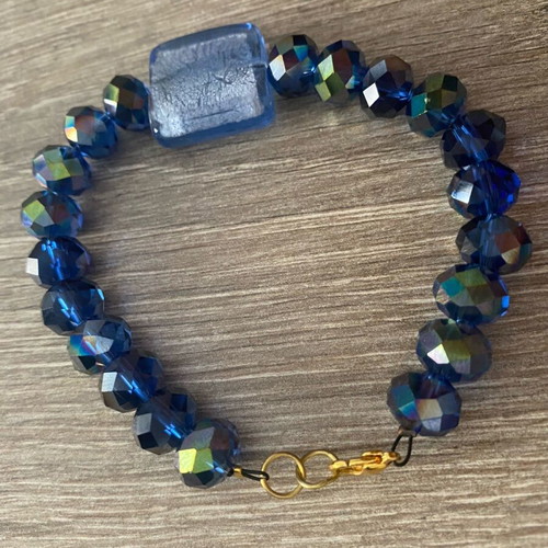 Bracelet with Murano and glass beads new, blue
