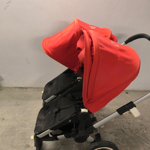 Bugaboo Donkey 2 Twin stroller used with full extra pack black red