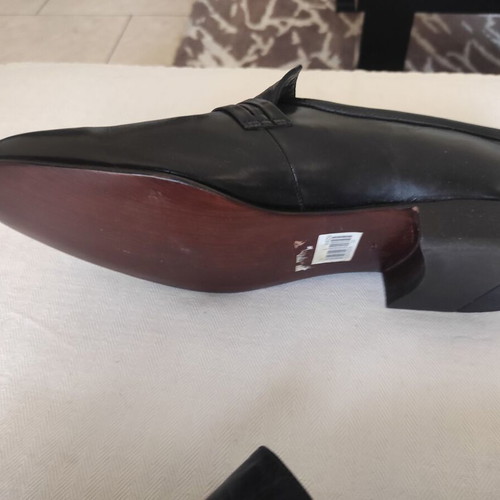 Leather men's dress shoes size 44.5 new, black, Greek craftsmanship