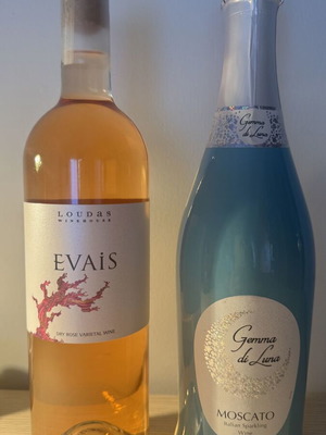 Λούδας EVAiS ξηρό ροζέ 2024 + Gemma di Luna Moscato αφρώδες κρασί, σφραγισμένα
