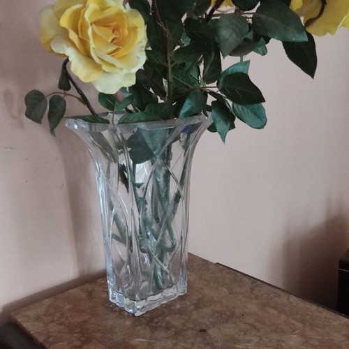 Glass vase used, height 30cm